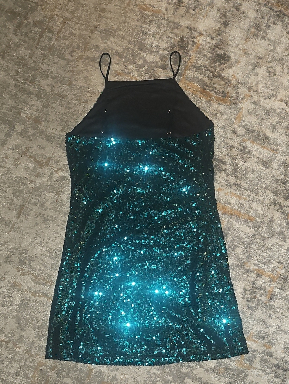 Lulus Casmar Sequined Emerald Green Mini Dress Sleek Strappy Size Small - Picture 8 of 10